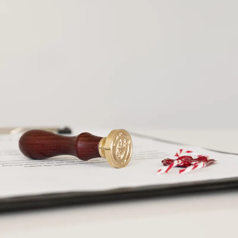 front-view-blurred-certificate-wax-seal